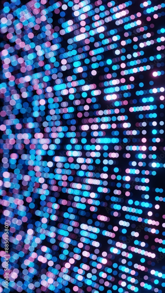 Obraz premium Abstract Glowing Dot Pattern with Blue and Pink Lights on Dark Background