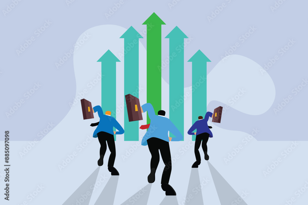 Fototapeta premium Businessman running to reach target 2d flat vector illustration