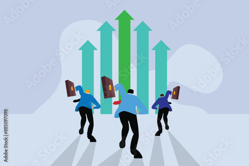 Businessman running to reach target 2d flat vector illustration