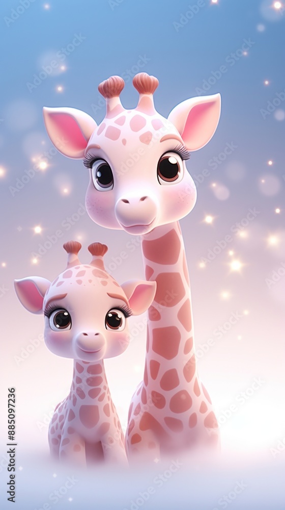 Chubby giraffe mom and her baby animal wildlife kangaroo. Chubby giraffe mom and her baby animal wildlife kangaroo.