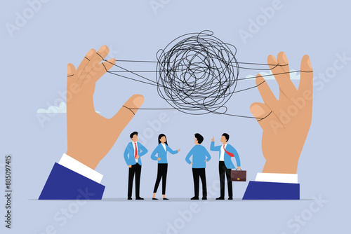 Complex problem solution to overcome difficulty to achieve success. 2d flat vector illustration