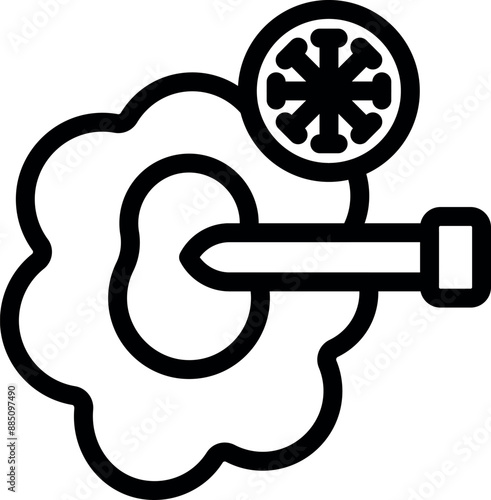 Icon of a syringe injecting antiviral treatment into an infected cell stopping the virus from spreading