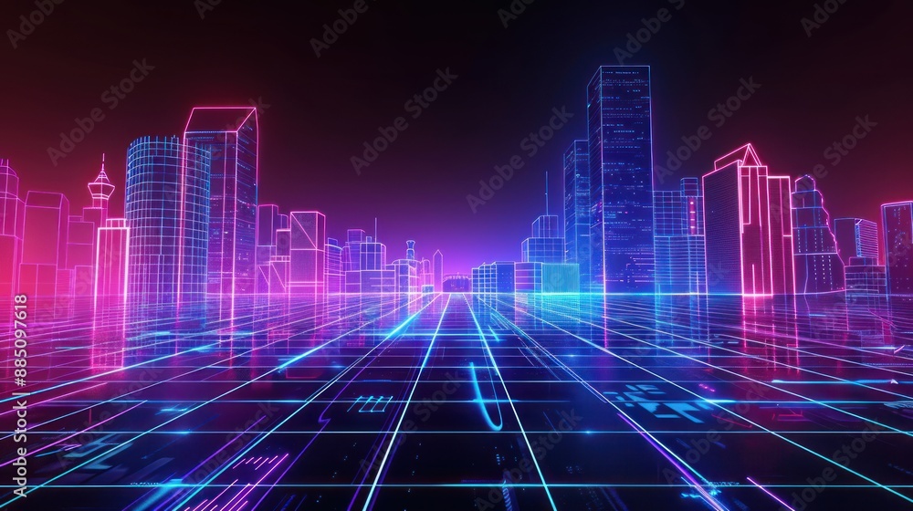Neon Cityscape: A Digital Metropolis Neon Cityscape: A Digital Metropolis