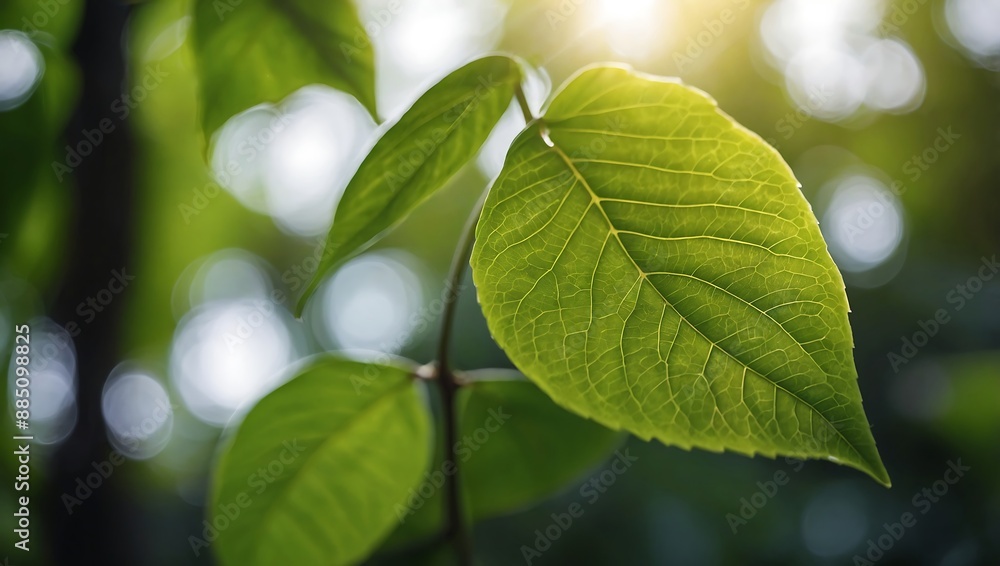Nature close-up green leaf on blurred greenery background with sunlight, bokeh, and copy space for ecology concept Nature close-up green leaf on blurred greenery background with sunlight, bokeh, and copy space for ecology concept