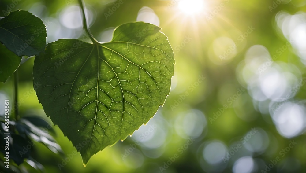 Nature close-up green leaf on blurred greenery background with sunlight, bokeh, and copy space for ecology concept Nature close-up green leaf on blurred greenery background with sunlight, bokeh, and copy space for ecology concept