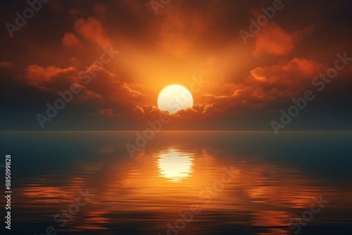 Serene sunset over calm ocean