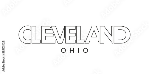 Cleveland, Ohio, USA typography slogan design. America logo with graphic city lettering for print and web.