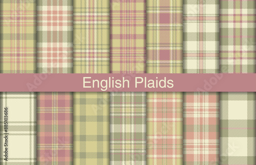 English plaid bundles, textile design, checkered fabric pattern for shirt, dress, suit, wrapping paper print, invitation and gift card.