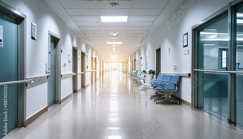 Empty health modern corridor interior care clinical medicine hospital hall room clean 