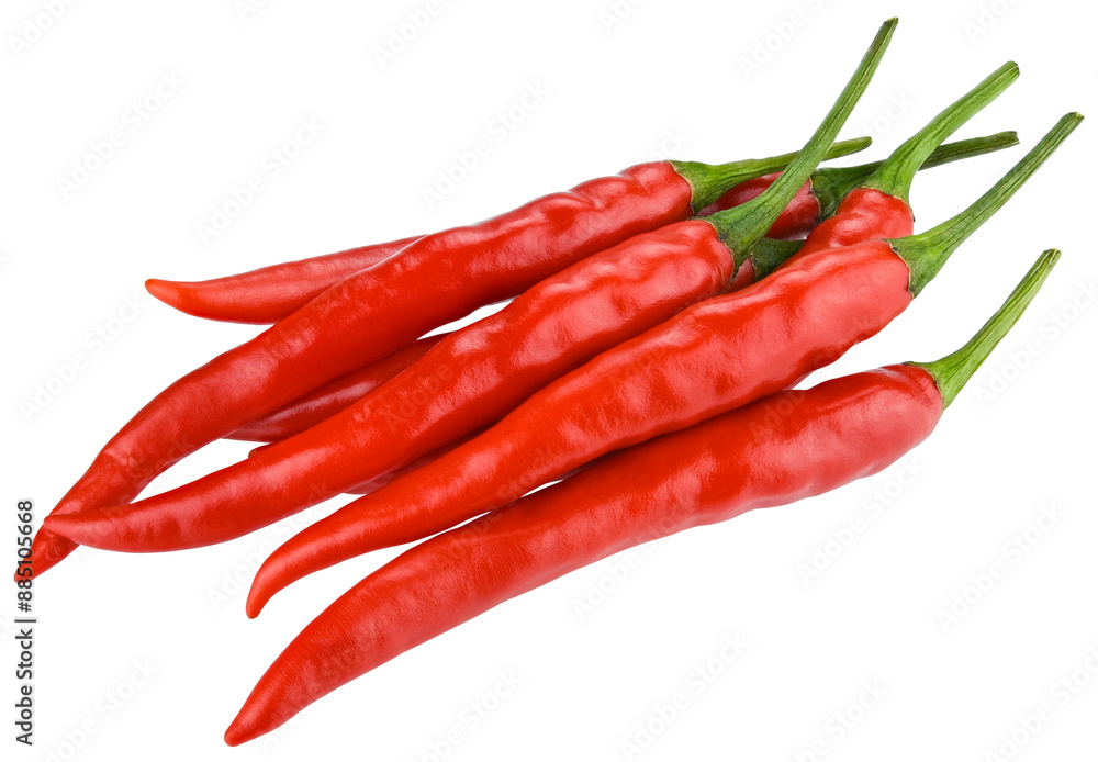 Bunch ripe red hot chili peppers Thai, isolated on a transparent background. For the product card. Bunch ripe red hot chili peppers Thai, isolated on a transparent background. For the product card.