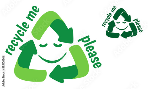 Recycle me please sticker - Comic recycling sign with slogan