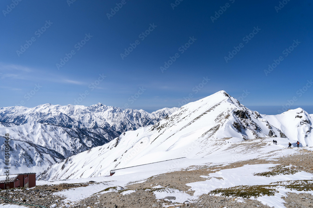Fototapeta premium 厳冬期の唐松岳山頂