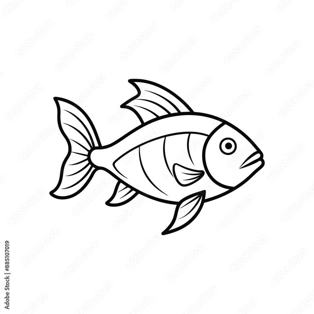 Flat Fish line art icon vector illustration Flat Fish line art icon vector illustration