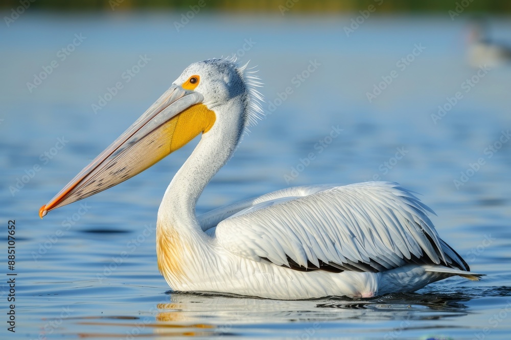 Dalmatian pelican's head. Latin name - Pelecanus crispus. Beautiful simple AI generated image in 4K, unique. Dalmatian pelican's head. Latin name - Pelecanus crispus. Beautiful simple AI generated image in 4K, unique.