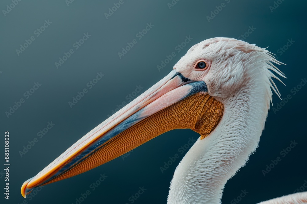 Dalmatian pelican's head. Latin name - Pelecanus crispus. Beautiful simple AI generated image in 4K, unique. Dalmatian pelican's head. Latin name - Pelecanus crispus. Beautiful simple AI generated image in 4K, unique.
