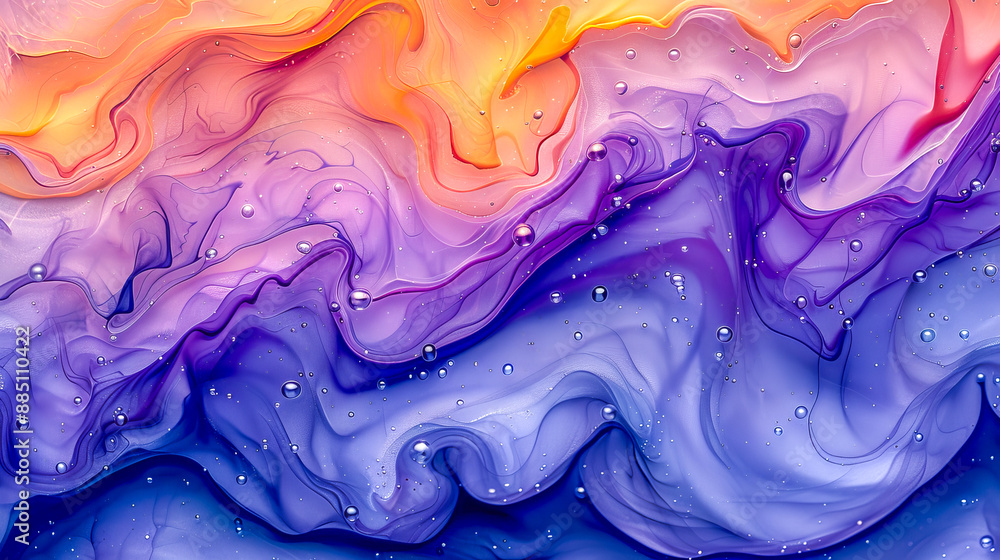 Abstract colorful alcohol ink painting creating fluid art background with bubbles Abstract colorful alcohol ink painting creating fluid art background with bubbles