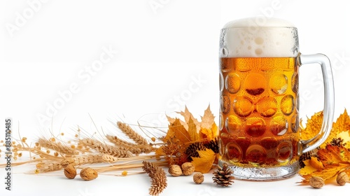 Luxurious oktoberfest beer stein on white background, realistic oktoberfest celebration image