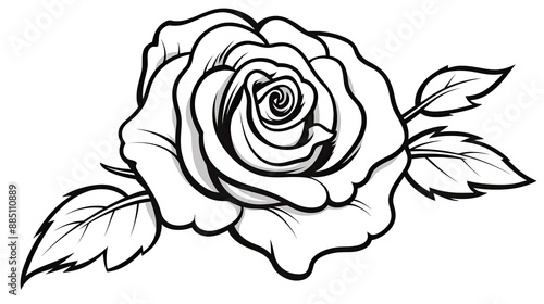 Fototapeta Naklejka Na Ścianę i Meble -  rose flower for coloring page illustration