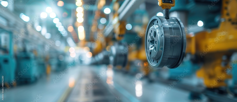 Fototapeta premium Skilled Technicians Balancing Car Wheels with High-Precision Tools