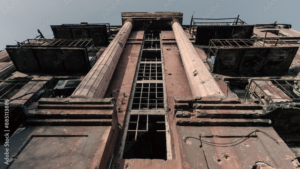 destroyed building in a city lost in the war in Ukraine destroyed building in a city lost in the war in Ukraine