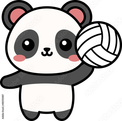 バレーボールをしているパンダ（Panda playing volleyball.）
