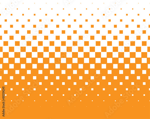 Vector orange square halftone gradient. Comics effect. Isolated on white background