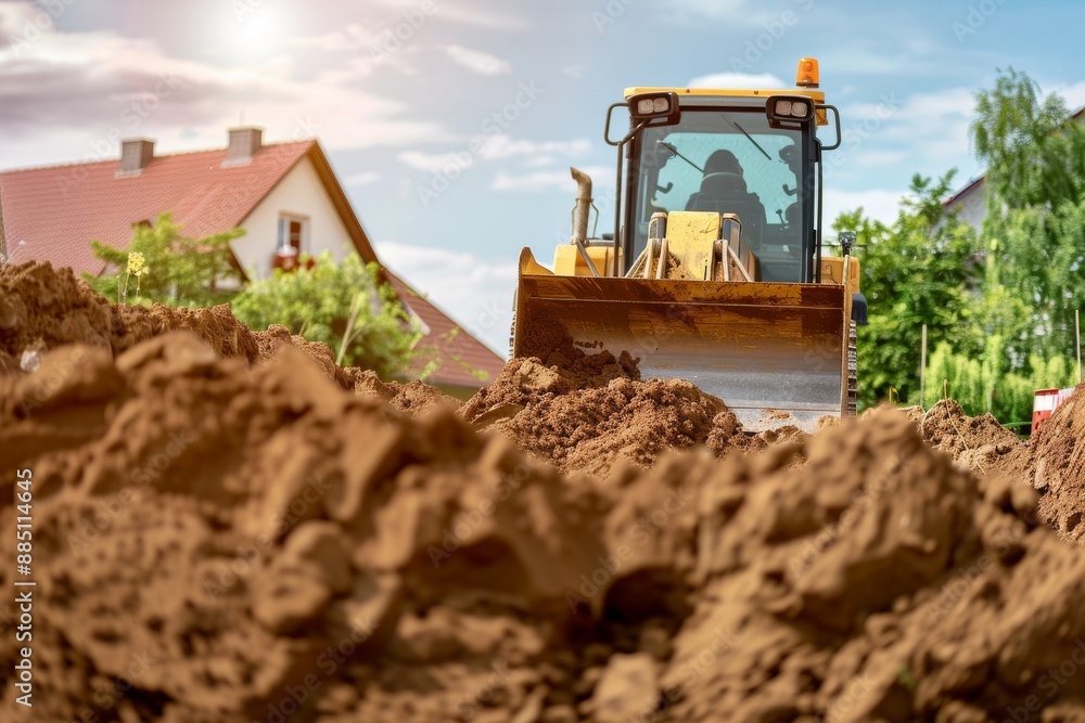 Close-Up of Crawler Backhoe on Soil. Beautiful simple AI generated image in 4K, unique. Close-Up of Crawler Backhoe on Soil. Beautiful simple AI generated image in 4K, unique.