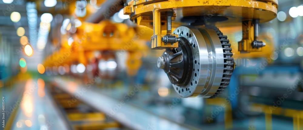 Fototapeta premium Precision at Work: Workers Fine-Tuning Machinery for Car Wheel Production