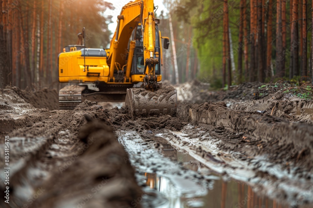 Close-Up of Crawler Backhoe on Soil. Beautiful simple AI generated image in 4K, unique. Close-Up of Crawler Backhoe on Soil. Beautiful simple AI generated image in 4K, unique.