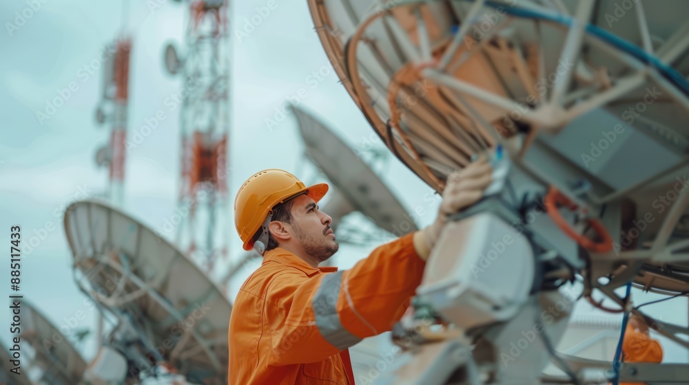 custom made wallpaper toronto digitalA team of engineers works on inspection and maintenance of satellite dish antennas.