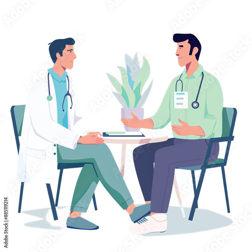  illustration of a physician taking with patient on a transparent background. generrative ai.