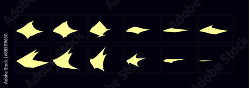 Game muzzle flash elements. Cartoon muzzle flash animation.