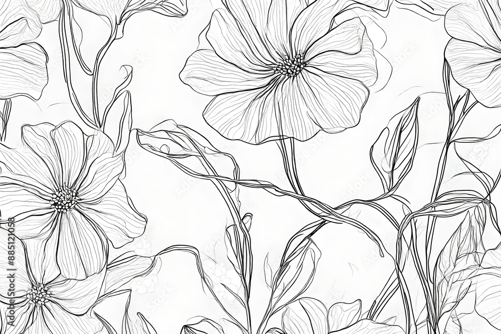 continuous line drawing of beautiful flower. continuous line drawing of beautiful flower.