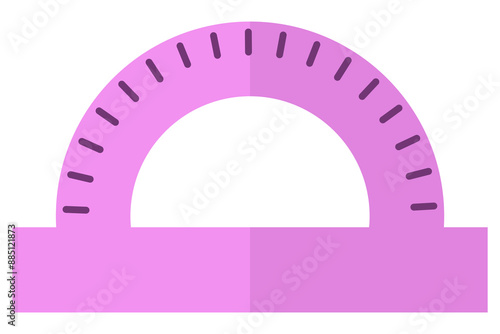 Flat vector illustration of protractor ruler isolated on white background.