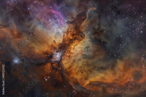 Сolorful nebula, with swirling clouds of gas © NendeR