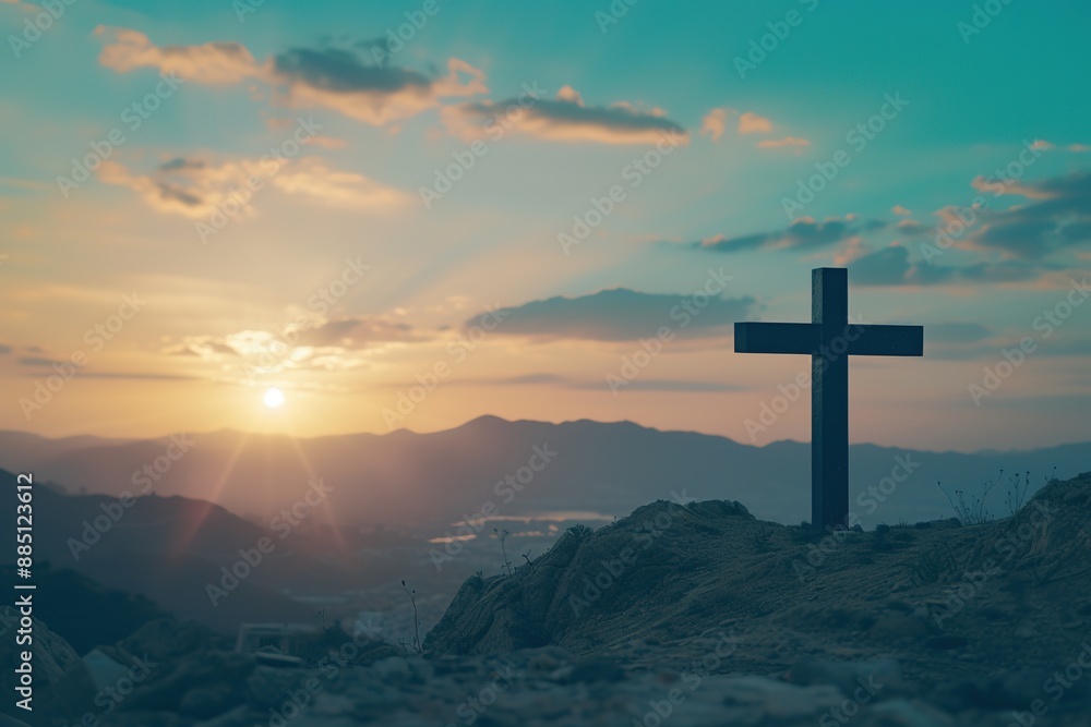 Warm rays of sunlight illuminating the cross. Warm rays of sunlight illuminating the cross.