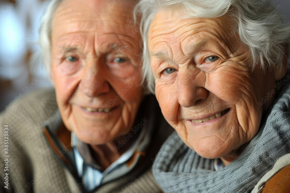 Portrait of a grandfather and grandmother who are sitting next to each other and smiling. Kindness and love. Portrait of a grandfather and grandmother who are sitting next to each other and smiling. Kindness and love.