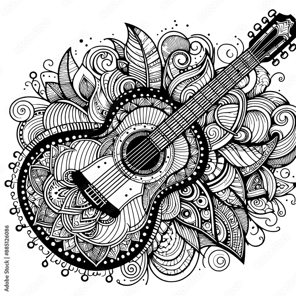 Obraz premium guitar from mandala v6