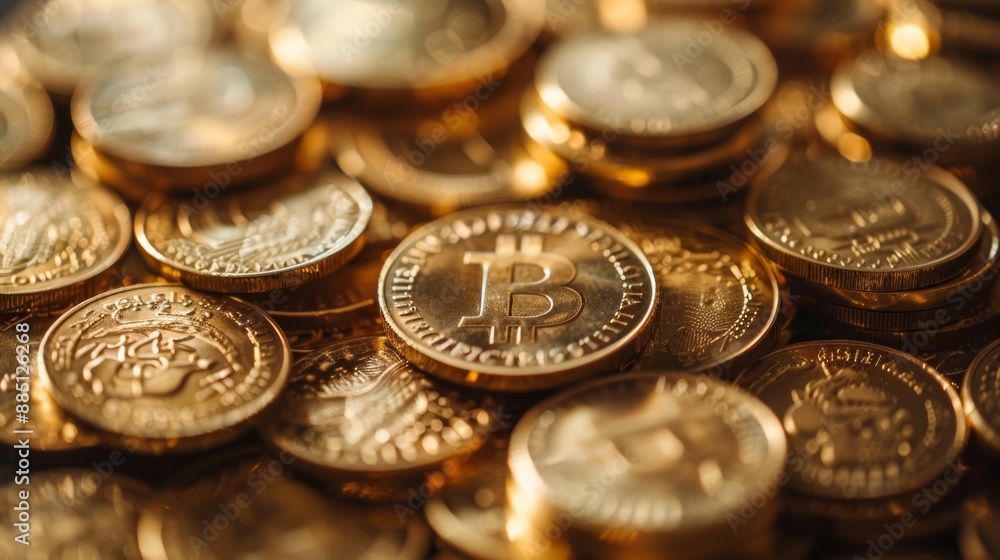 Bitcoin cryptocurrency coin close-up Bitcoin cryptocurrency coin close-up