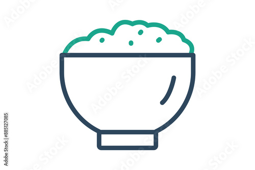 Rice icon. rice bowl. icon related to staple food. line icon style. nutrition elements vector illustration