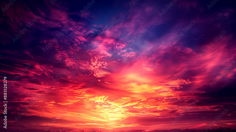 Fototapeta premium Colorful sunset sky with dramatic clouds