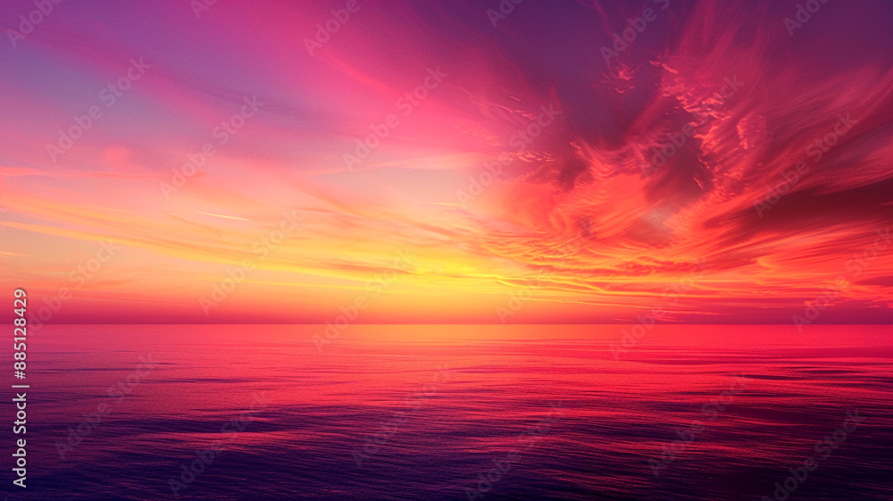 Obraz premium Vibrant sunset over calm ocean waters