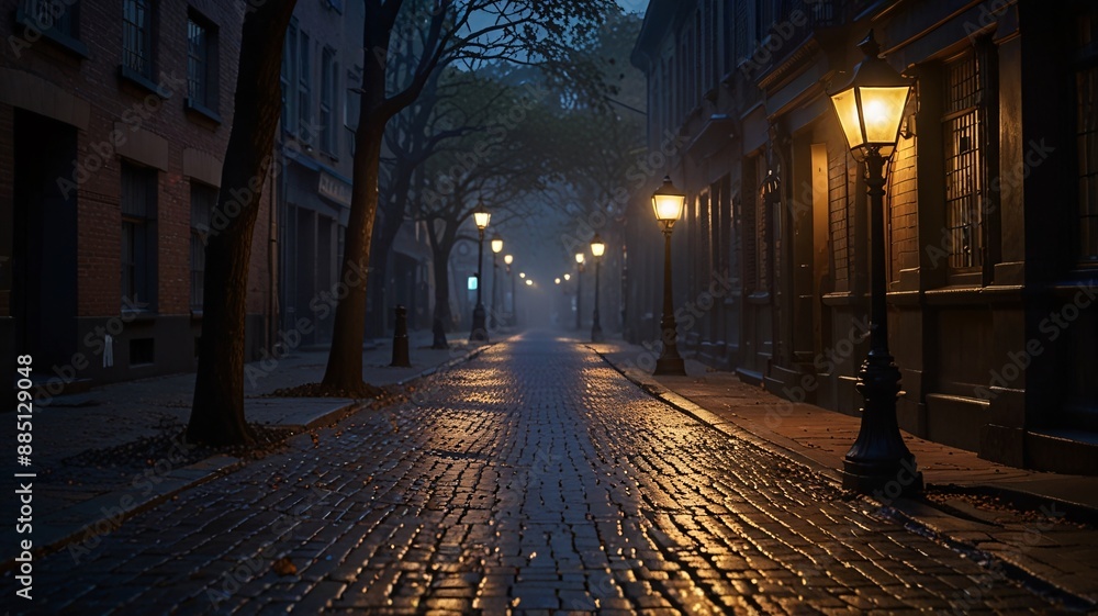 street at night, AI Generated.