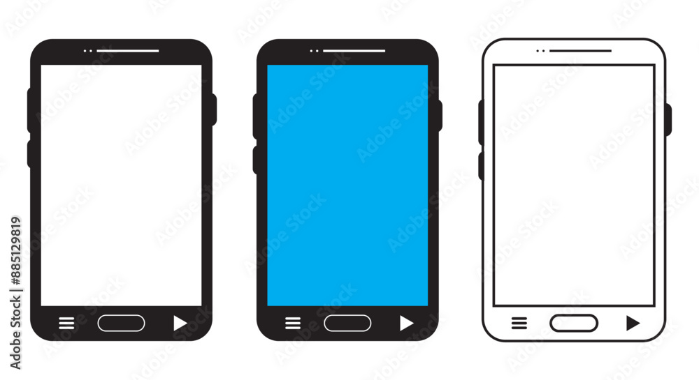 smartphone mockup with blank white screen in realistic, clay, flat vector, line style. mobile phone mockup front view. vector illustration smartphone mockup with blank white screen in realistic, clay, flat vector, line style. mobile phone mockup front view. vector illustration