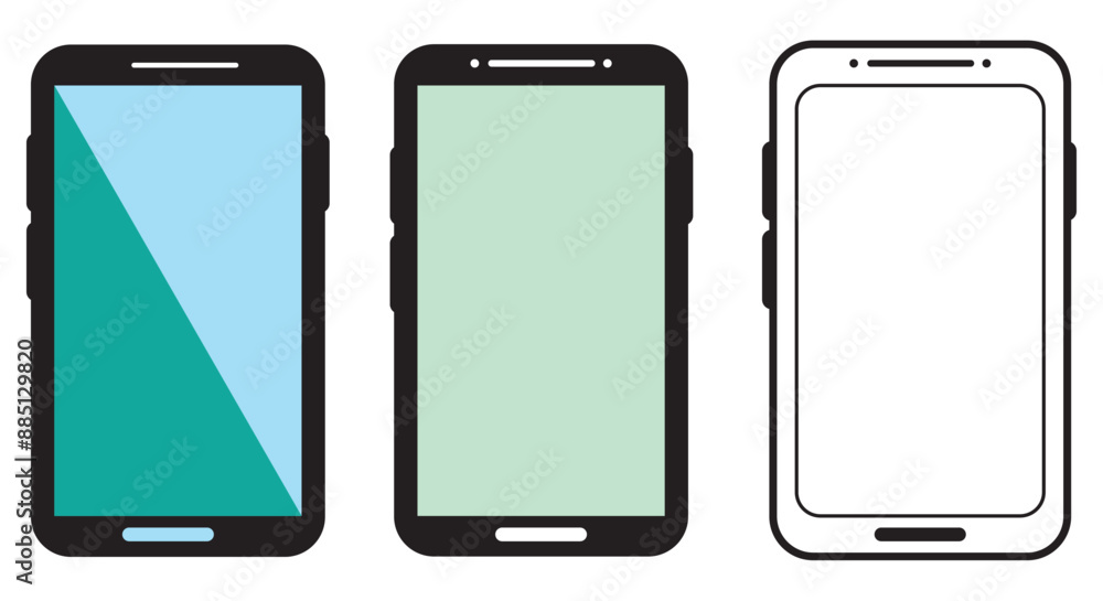 smartphone mockup with blank white screen in realistic, clay, flat vector, line style. mobile phone mockup front view. vector illustration smartphone mockup with blank white screen in realistic, clay, flat vector, line style. mobile phone mockup front view. vector illustration