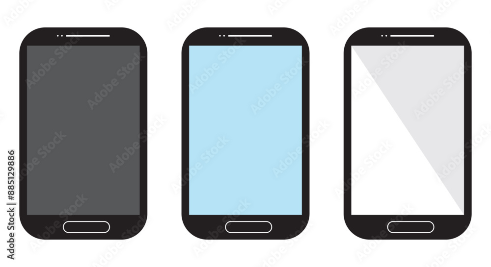 Smart phone icon mobile mockup. Front line cell phone on screen. Mobile phone symbol set. Vector illustration. on white background. Smart phone icon mobile mockup. Front line cell phone on screen. Mobile phone symbol set. Vector illustration. on white background.