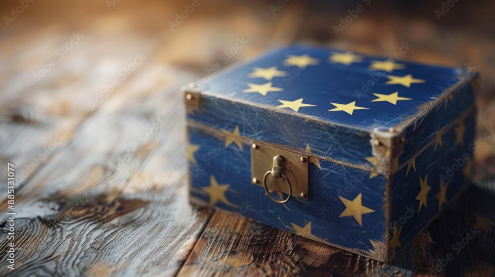 Obraz premium Ballot box with European Union flag