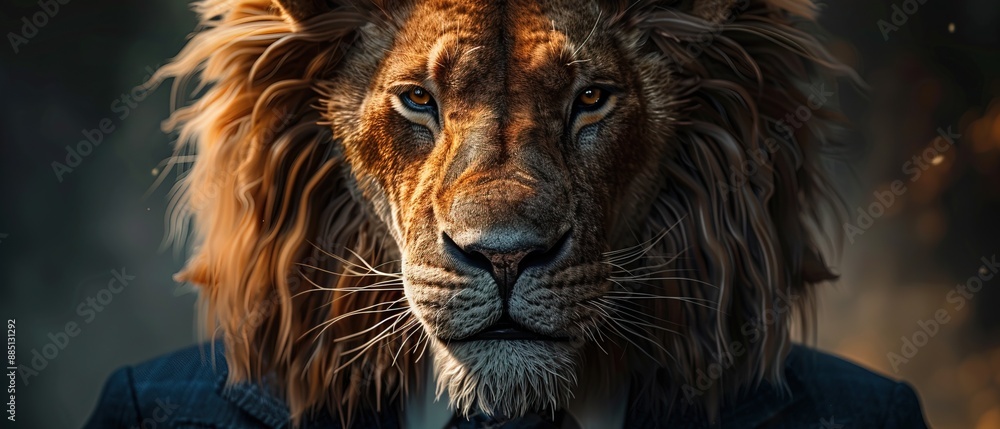 Lion In Suit and Tie, looking angry Lion In Suit and Tie, looking angry