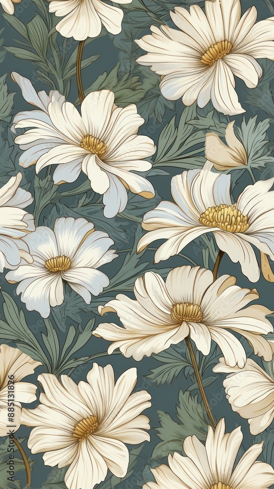 Daisies art wallpaper pattern. Daisies art wallpaper pattern.
