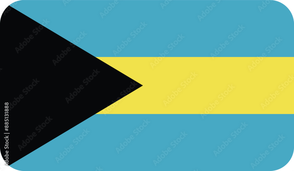 Flag of the Commonwealth of The Bahamas with rounded edges. National symbol of Bahamas. Vector image, flag icon. Flag of the Commonwealth of The Bahamas with rounded edges. National symbol of Bahamas. Vector image, flag icon.